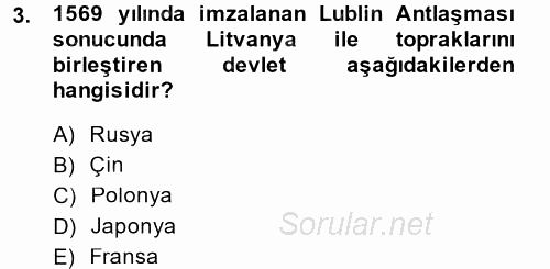 Siyasi Tarih 1 2014 - 2015 Dönem Sonu Sınavı 3.Soru