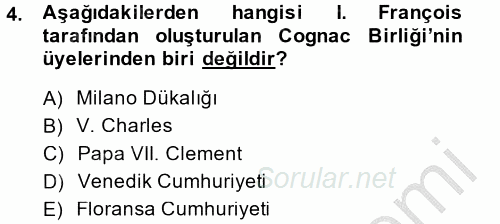 Siyasi Tarih 1 2014 - 2015 Dönem Sonu Sınavı 4.Soru