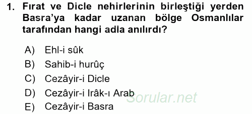 Osmanlı Tarihi (1566-1789) 2016 - 2017 Ara Sınavı 1.Soru