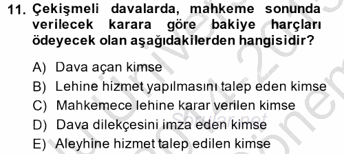 Damga Vergisi Ve Harçlar Bilgisi 2014 - 2015 Dönem Sonu Sınavı 11.Soru