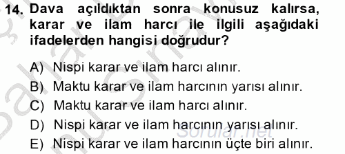 Damga Vergisi Ve Harçlar Bilgisi 2014 - 2015 Dönem Sonu Sınavı 14.Soru