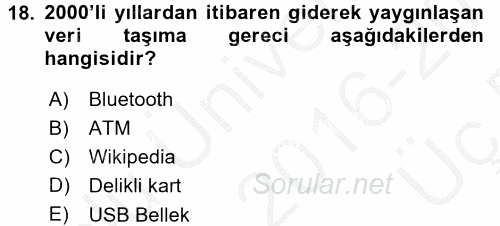 Görsel Kültür 2016 - 2017 3 Ders Sınavı 18.Soru