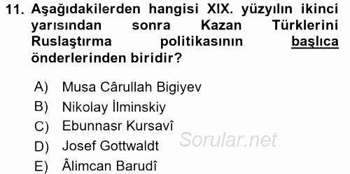 Sömürgecilik Tarihi (Afrika-Asya) 2016 - 2017 3 Ders Sınavı 11.Soru