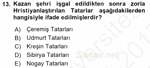 Sömürgecilik Tarihi (Afrika-Asya) 2016 - 2017 3 Ders Sınavı 13.Soru