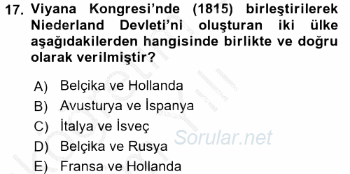 Sömürgecilik Tarihi (Afrika-Asya) 2016 - 2017 3 Ders Sınavı 17.Soru
