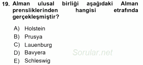 Sömürgecilik Tarihi (Afrika-Asya) 2016 - 2017 3 Ders Sınavı 19.Soru