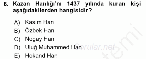 Sömürgecilik Tarihi (Afrika-Asya) 2016 - 2017 3 Ders Sınavı 6.Soru