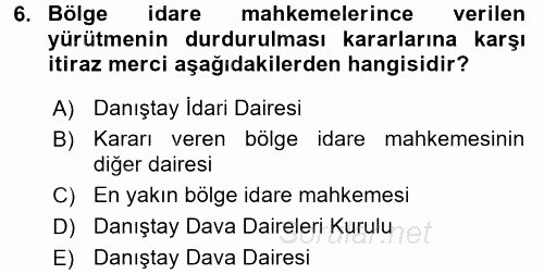 İdari Yargı 2017 - 2018 3 Ders Sınavı 6.Soru