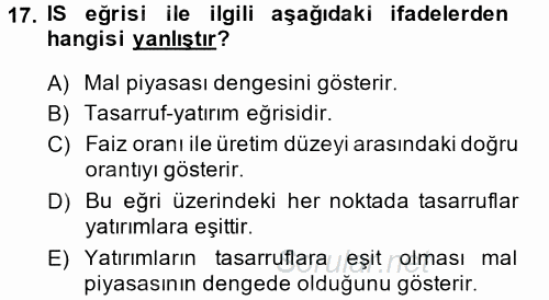 Uluslararası İktisat Politikası 2014 - 2015 Tek Ders Sınavı 17.Soru