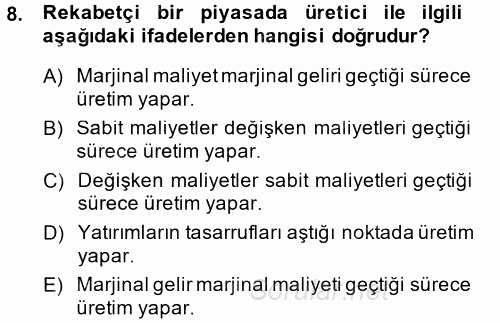Uluslararası İktisat Politikası 2014 - 2015 Tek Ders Sınavı 8.Soru