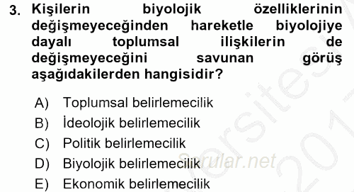 Toplumsal Cinsiyet Sosyolojisi 2016 - 2017 3 Ders Sınavı 3.Soru