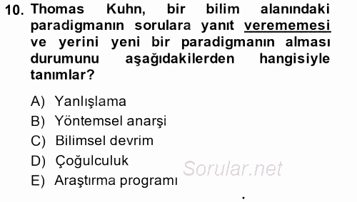 Uluslararası İlişkiler Kuramları 1 2014 - 2015 Dönem Sonu Sınavı 10.Soru