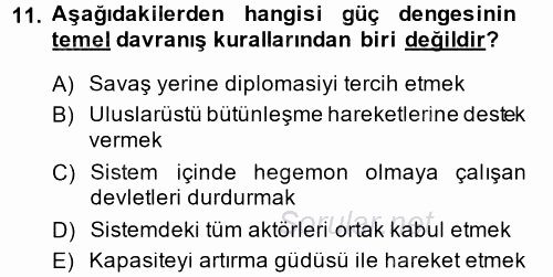 Uluslararası İlişkiler Kuramları 1 2014 - 2015 Dönem Sonu Sınavı 11.Soru