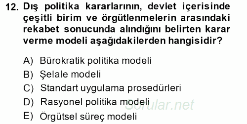 Uluslararası İlişkiler Kuramları 1 2014 - 2015 Dönem Sonu Sınavı 12.Soru
