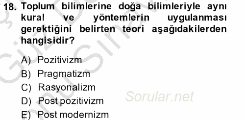Uluslararası İlişkiler Kuramları 1 2014 - 2015 Dönem Sonu Sınavı 18.Soru