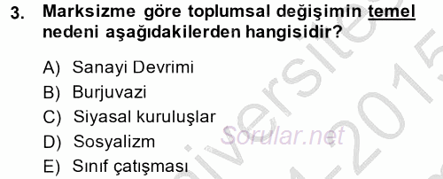 Uluslararası İlişkiler Kuramları 1 2014 - 2015 Dönem Sonu Sınavı 3.Soru