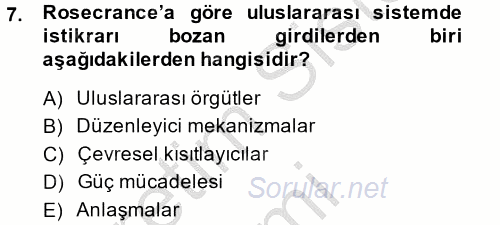 Uluslararası İlişkiler Kuramları 1 2014 - 2015 Dönem Sonu Sınavı 7.Soru