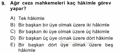 Ceza Muhakemesi Hukuku 2014 - 2015 Ara Sınavı 9.Soru
