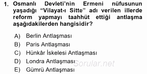 Türk Dış Politikası 1 2017 - 2018 Ara Sınavı 1.Soru