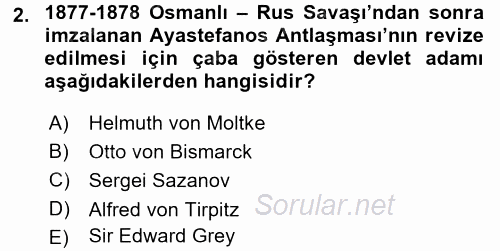 Türk Dış Politikası 1 2017 - 2018 Ara Sınavı 2.Soru