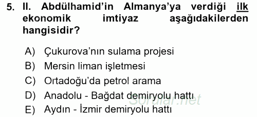 Türk Dış Politikası 1 2017 - 2018 Ara Sınavı 5.Soru