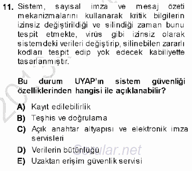 Ulusal Yargı Ağı Projesi 1 2013 - 2014 Ara Sınavı 11.Soru