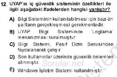 Ulusal Yargı Ağı Projesi 1 2013 - 2014 Ara Sınavı 12.Soru