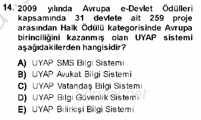 Ulusal Yargı Ağı Projesi 1 2013 - 2014 Ara Sınavı 14.Soru