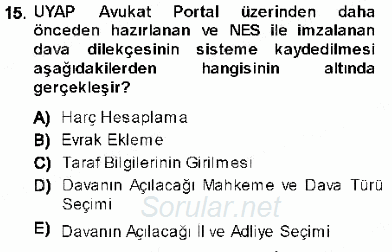 Ulusal Yargı Ağı Projesi 1 2013 - 2014 Ara Sınavı 15.Soru