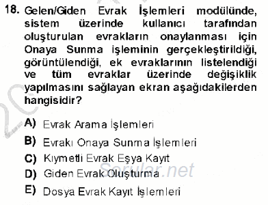 Ulusal Yargı Ağı Projesi 1 2013 - 2014 Ara Sınavı 18.Soru