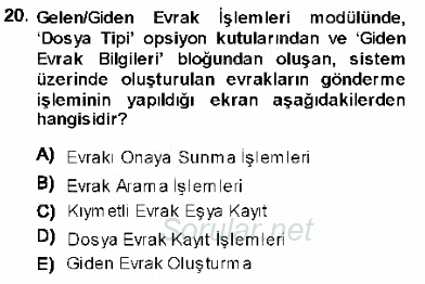 Ulusal Yargı Ağı Projesi 1 2013 - 2014 Ara Sınavı 20.Soru