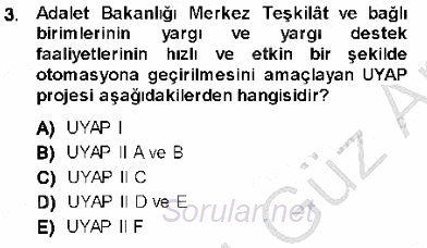 Ulusal Yargı Ağı Projesi 1 2013 - 2014 Ara Sınavı 3.Soru