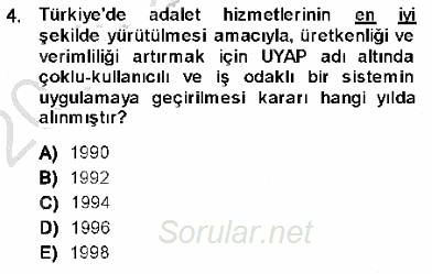 Ulusal Yargı Ağı Projesi 1 2013 - 2014 Ara Sınavı 4.Soru