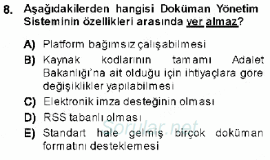 Ulusal Yargı Ağı Projesi 1 2013 - 2014 Ara Sınavı 8.Soru