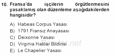 Temel İnsan Hakları Bilgisi 1 2014 - 2015 Dönem Sonu Sınavı 10.Soru