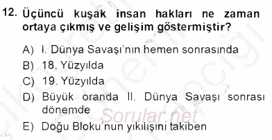 Temel İnsan Hakları Bilgisi 1 2014 - 2015 Dönem Sonu Sınavı 12.Soru