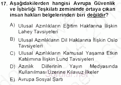Temel İnsan Hakları Bilgisi 1 2014 - 2015 Dönem Sonu Sınavı 17.Soru