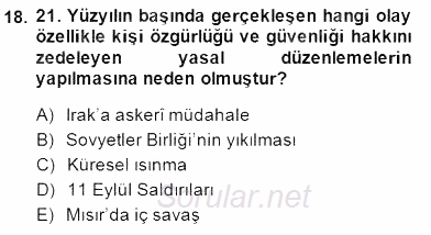Temel İnsan Hakları Bilgisi 1 2014 - 2015 Dönem Sonu Sınavı 18.Soru