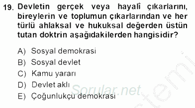 Temel İnsan Hakları Bilgisi 1 2014 - 2015 Dönem Sonu Sınavı 19.Soru