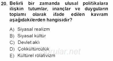 Temel İnsan Hakları Bilgisi 1 2014 - 2015 Dönem Sonu Sınavı 20.Soru