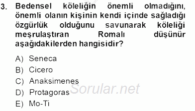 Temel İnsan Hakları Bilgisi 1 2014 - 2015 Dönem Sonu Sınavı 3.Soru