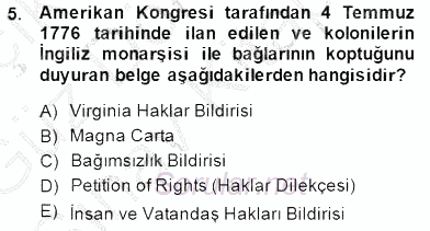 Temel İnsan Hakları Bilgisi 1 2014 - 2015 Dönem Sonu Sınavı 5.Soru