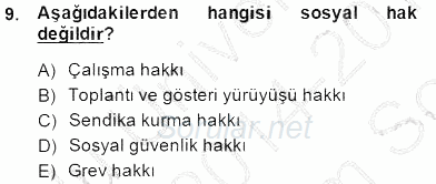 Temel İnsan Hakları Bilgisi 1 2014 - 2015 Dönem Sonu Sınavı 9.Soru