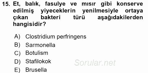 Mutfak Hizmetleri Yönetimi 2017 - 2018 3 Ders Sınavı 15.Soru