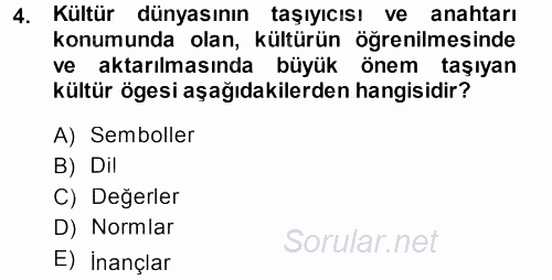 Davranış Bilimlerine Giriş 2013 - 2014 Dönem Sonu Sınavı 4.Soru