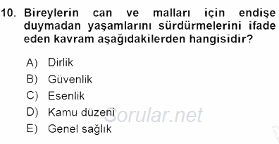 Özel Güvenlik Hukuku 1 2015 - 2016 Ara Sınavı 10.Soru