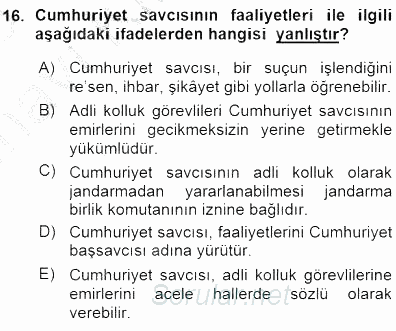 Özel Güvenlik Hukuku 1 2015 - 2016 Ara Sınavı 16.Soru