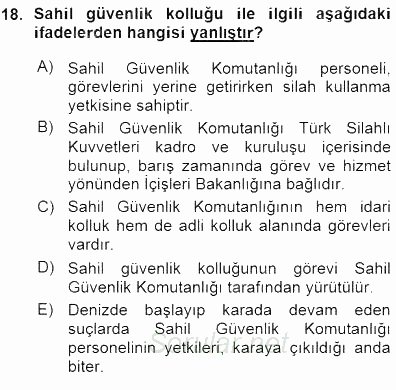 Özel Güvenlik Hukuku 1 2015 - 2016 Ara Sınavı 18.Soru