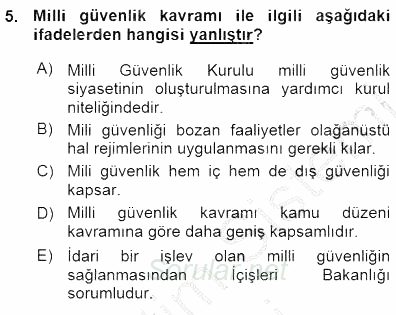 Özel Güvenlik Hukuku 1 2015 - 2016 Ara Sınavı 5.Soru