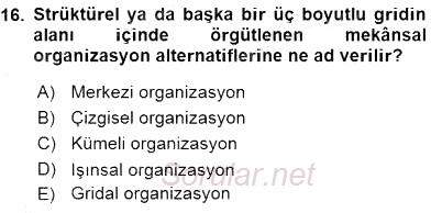 Turistik Alanlarda Mekan Tasarımı 2016 - 2017 Ara Sınavı 16.Soru